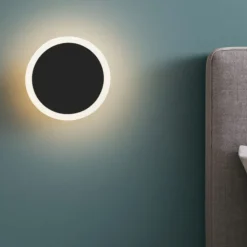 Eglo talamello applique camera da letto rotonda nera led 12w 3000k