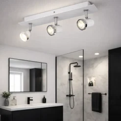 Eglo tamara plafoniera da bagno con faretti orientabili gu10 3000k ip44