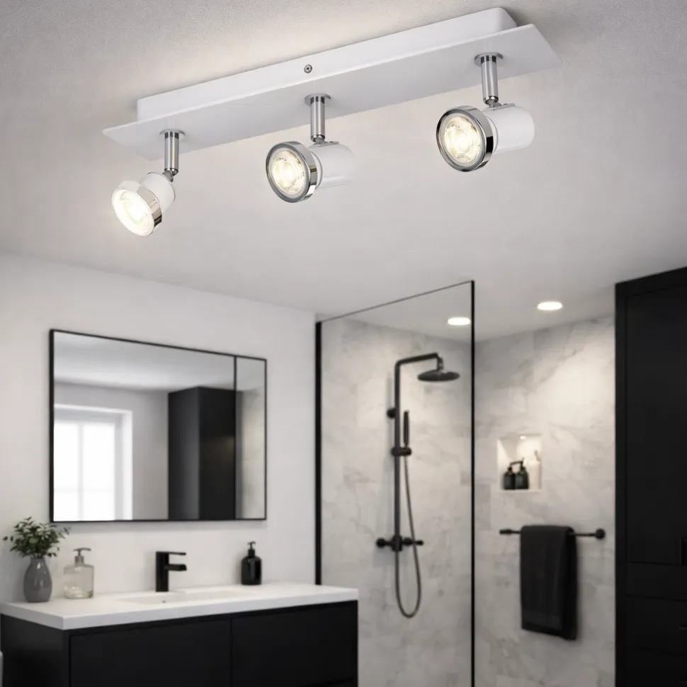 Eglo tamara plafoniera da bagno con faretti orientabili gu10 3000k ip44