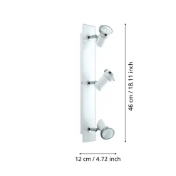 Eglo tamara plafoniera da bagno con faretti orientabili gu10 3000k ip44