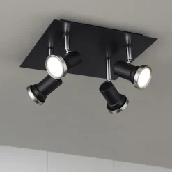 Eglo tamara plafoniera da bagno moderno con 4 faretti gu10 3000k ip44