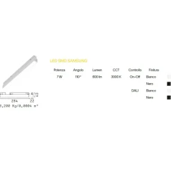 Ego faretto led samsung 7w 3000k nero ottica 110 dali binario ego 48v ideal lux