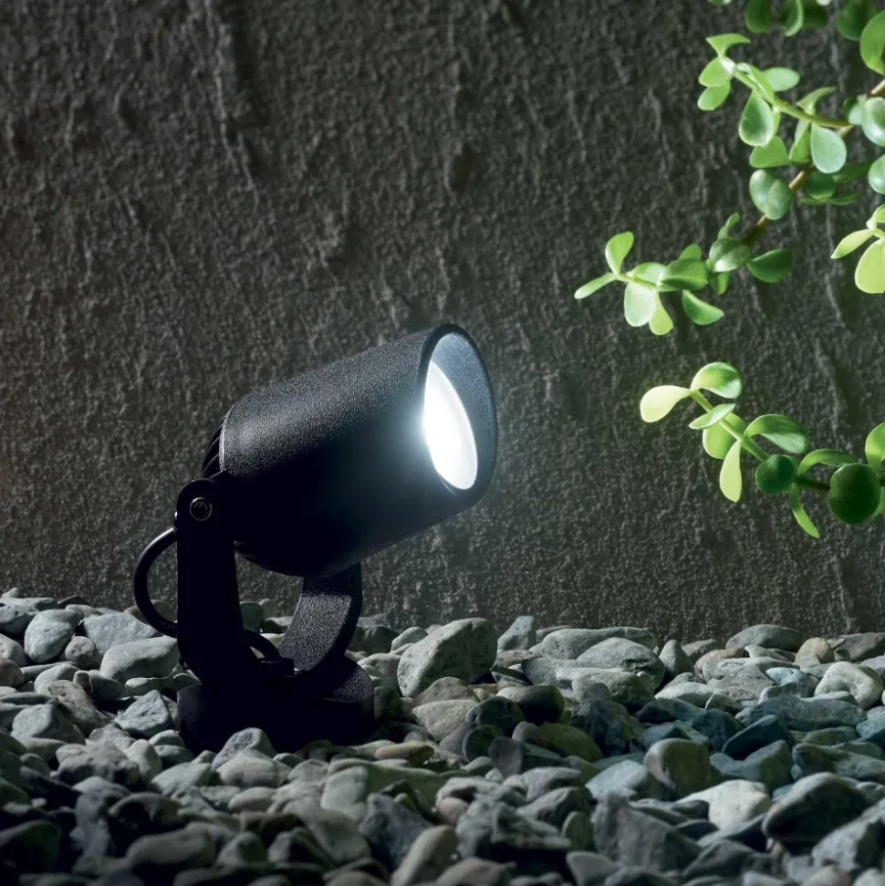 Elio pr1 ideal lux faretto con picchetto per giardino nero orientabile ip66