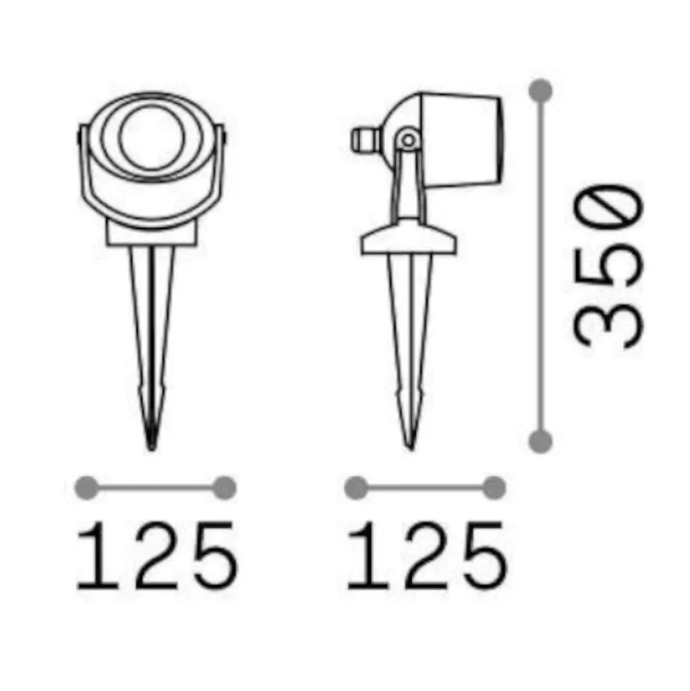 Elio pr1 ideal lux faretto con picchetto per giardino nero orientabile ip66