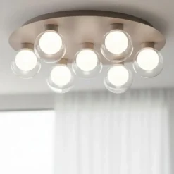Essence vivida grande plafoniera moderna 7 sfere vetro led 3000k champagne