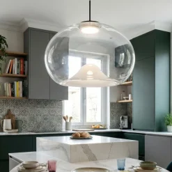 Fabas luce brena lampadario led in vetro saliscendi per cucina moderna
