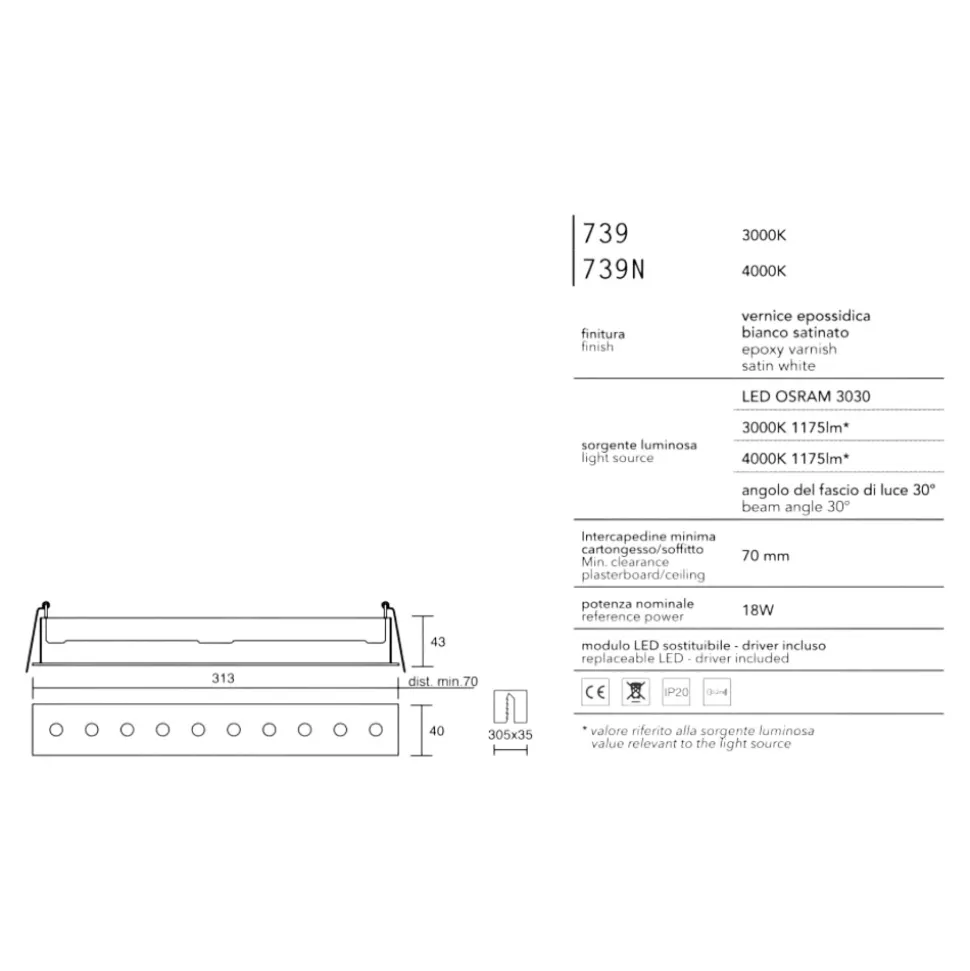 Faretti da incasso led 18w 3000k exacta isyluce