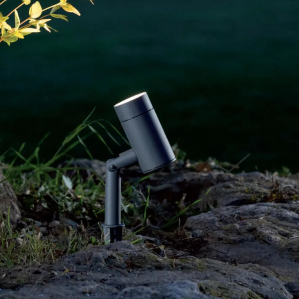 Faretto a picchetto per esterno gu10 led orientabile grigio ip54
