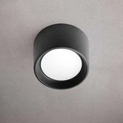 Faretto a soffitto da esterno top light pisa nero tondo