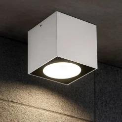 Faretto a soffitto da esterno bianco cubo led 6w 3000k ip65