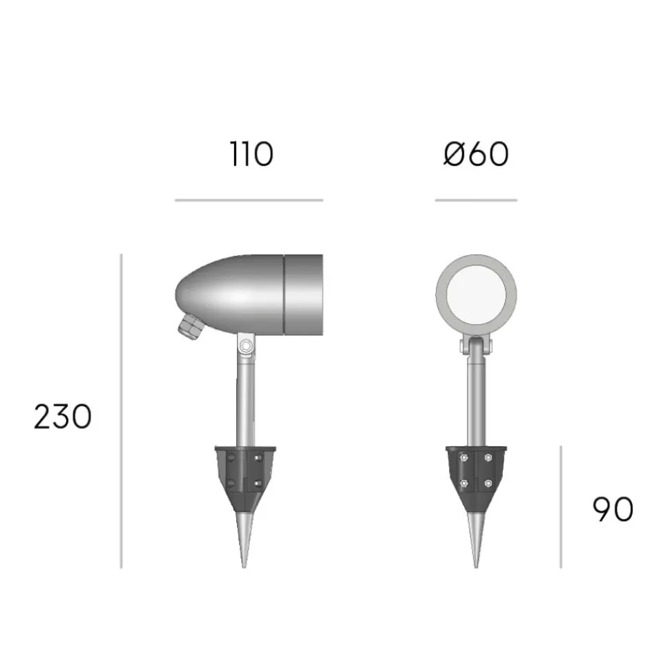 Faretto con picchetto nero da giardino orientabile ip65