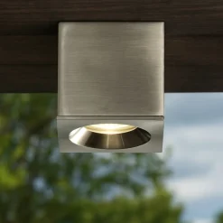 Faretto cubo per esterno da soffitto ip54 grigio nickel