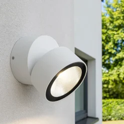 Faretto da esterno a parete bianco luce led orientabile