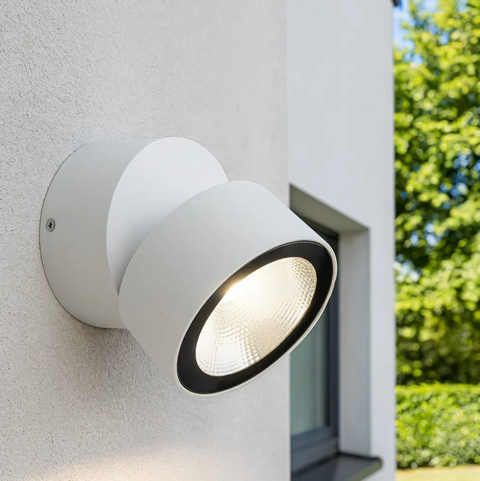 Faretto da esterno a parete bianco luce led orientabile