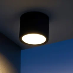 Faretto da esterno a soffitto cilindro nero ip54