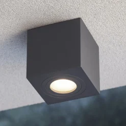 Faretto da esterno a soffitto cubo antracite gea luce