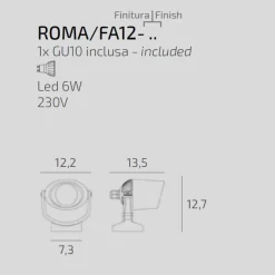 Faretto da esterno orientabile bianco top light roma ip66