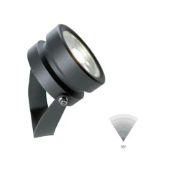 Faretto da esterno 9w 3000k ottica 36 nero con picchetto ip65