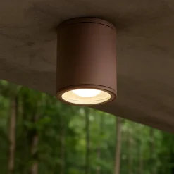 Faretto da soffitto per esterno cilindro marrone gea luce