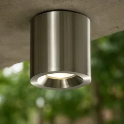 Faretto da soffitto per esterno cilindro nichel