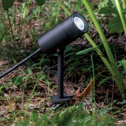 Faretto nero con picchetto per giardino led 9w cct ip65