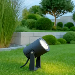Faretto nero da giardino con picchetto 12w 3000k ip65