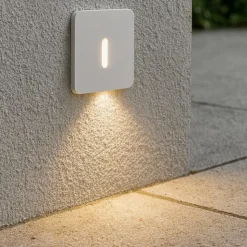 Faretto segnapasso bianco led 3w da incasso 3000k quadrato 220-240v
