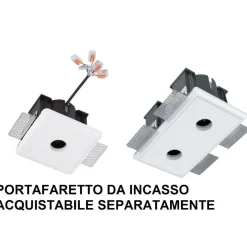 Faretto a sospensione h40cm spoty bianco da incasso led 7w 3000k cri90