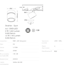 Faretto bianco da incasso led 6w 3000k orientabile