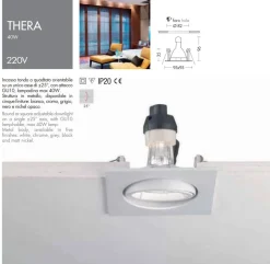 Faretto bianco da incasso per cartongesso gu10 220v orientabile quadrato