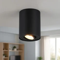 Faretto cilindro moderno nero luce orientabile