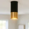 Faretto cilindro nero oro per interni da soffitto