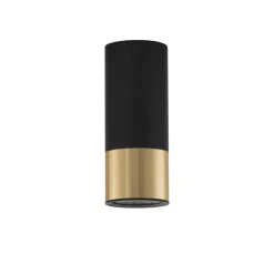 Faretto cilindro nero oro per interni da soffitto