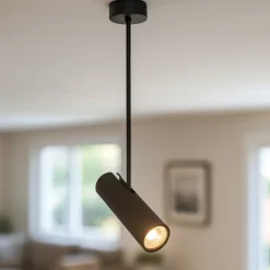 Faretto con asta nero orientabile per soffitto