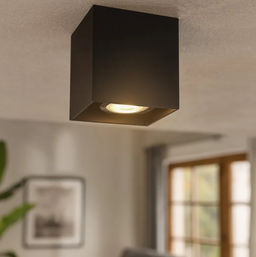 Faretto cubo da soffitto nero quadrato