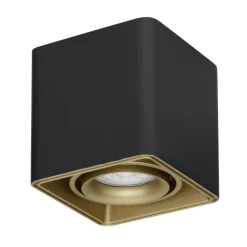 Faretto cubo nero oro orientabile da soffitto