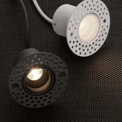 Faretto da incasso a scomparsa led tondo per cartongesso nero 3w 3000k