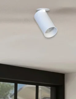 Faretto da incasso a soffitto cilindro bianco orientabile