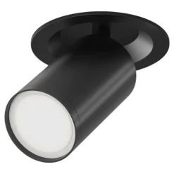 Faretto da incasso a soffitto cilindro nero orientabile focus maytoni