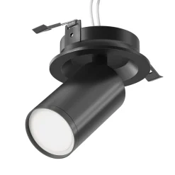 Faretto da incasso a soffitto cilindro nero orientabile focus maytoni