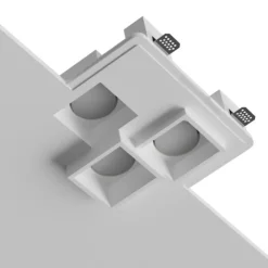 Faretto da incasso 3 luci gx53 led quadrati in gesso da soffitto
