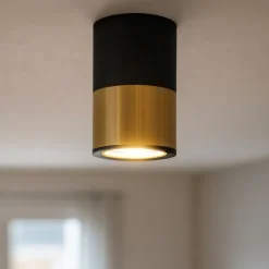 Faretto da soffitto cilindro bicolore nero oro