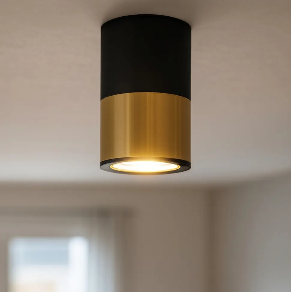 Faretto da soffitto cilindro bicolore nero oro