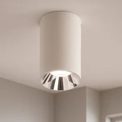 Faretto da soffitto cilindro bianco riflettore cromato
