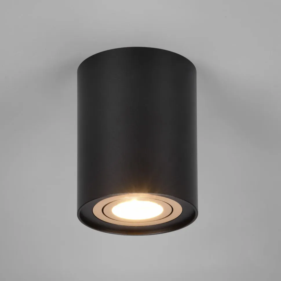 Faretto da soffitto cilindro nero oro orientabile