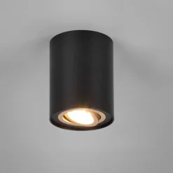 Faretto da soffitto cilindro nero oro orientabile