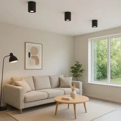Faretto da soffitto cilindro nero oro orientabile