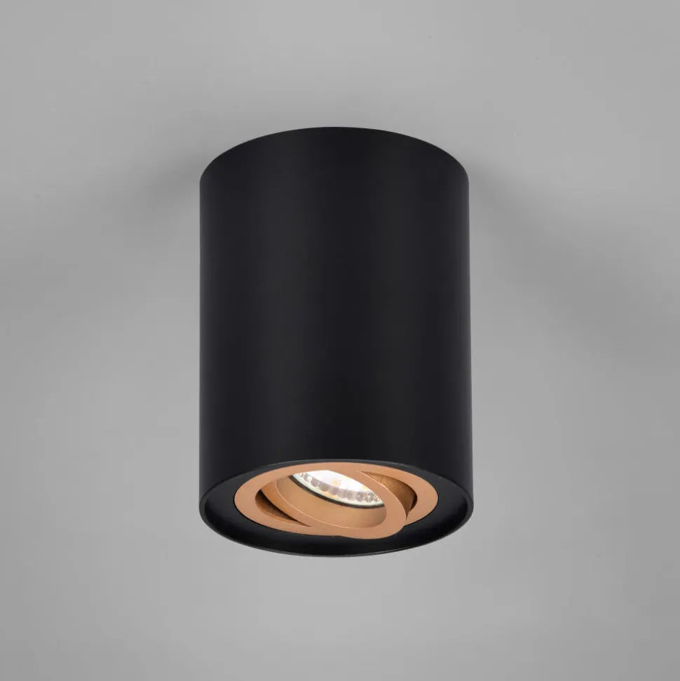 Faretto da soffitto cilindro nero oro orientabile
