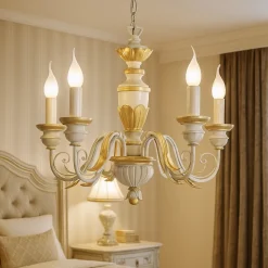 Firenze sp5 ideal lux lampadario stanza da letto classica 5 luci bianco antico oro