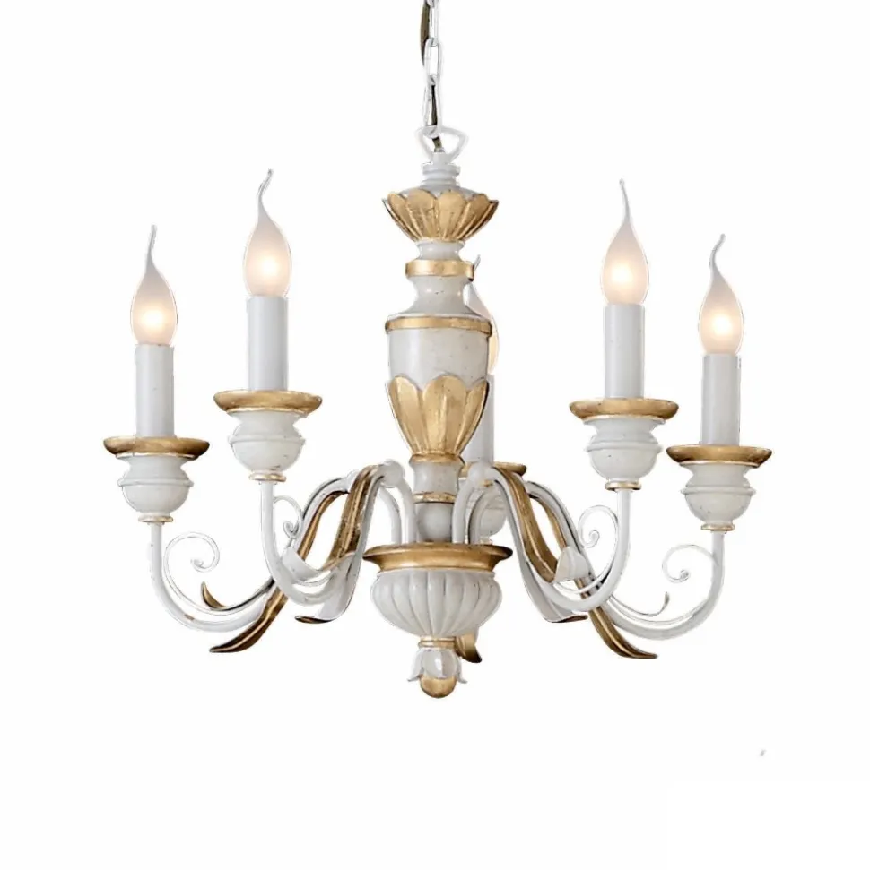 Firenze sp5 ideal lux lampadario stanza da letto classica 5 luci bianco antico oro